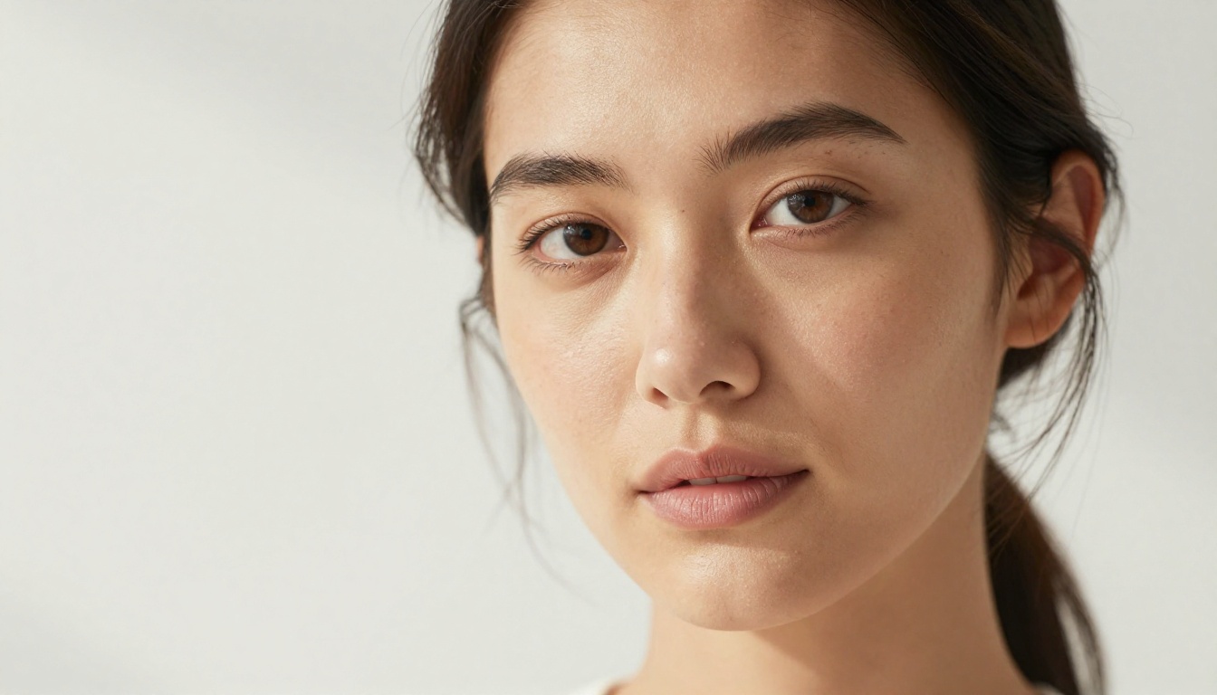 Woman in close-up portrait with natural studio light