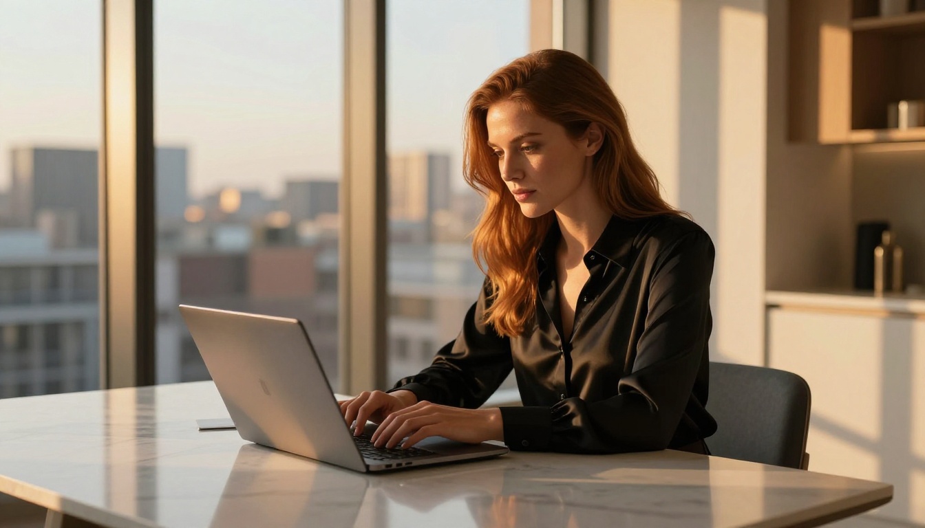 A writer focused at her desk, warm candlelight atmosphere A writer focused at her desk, warm candlelight atmosphere