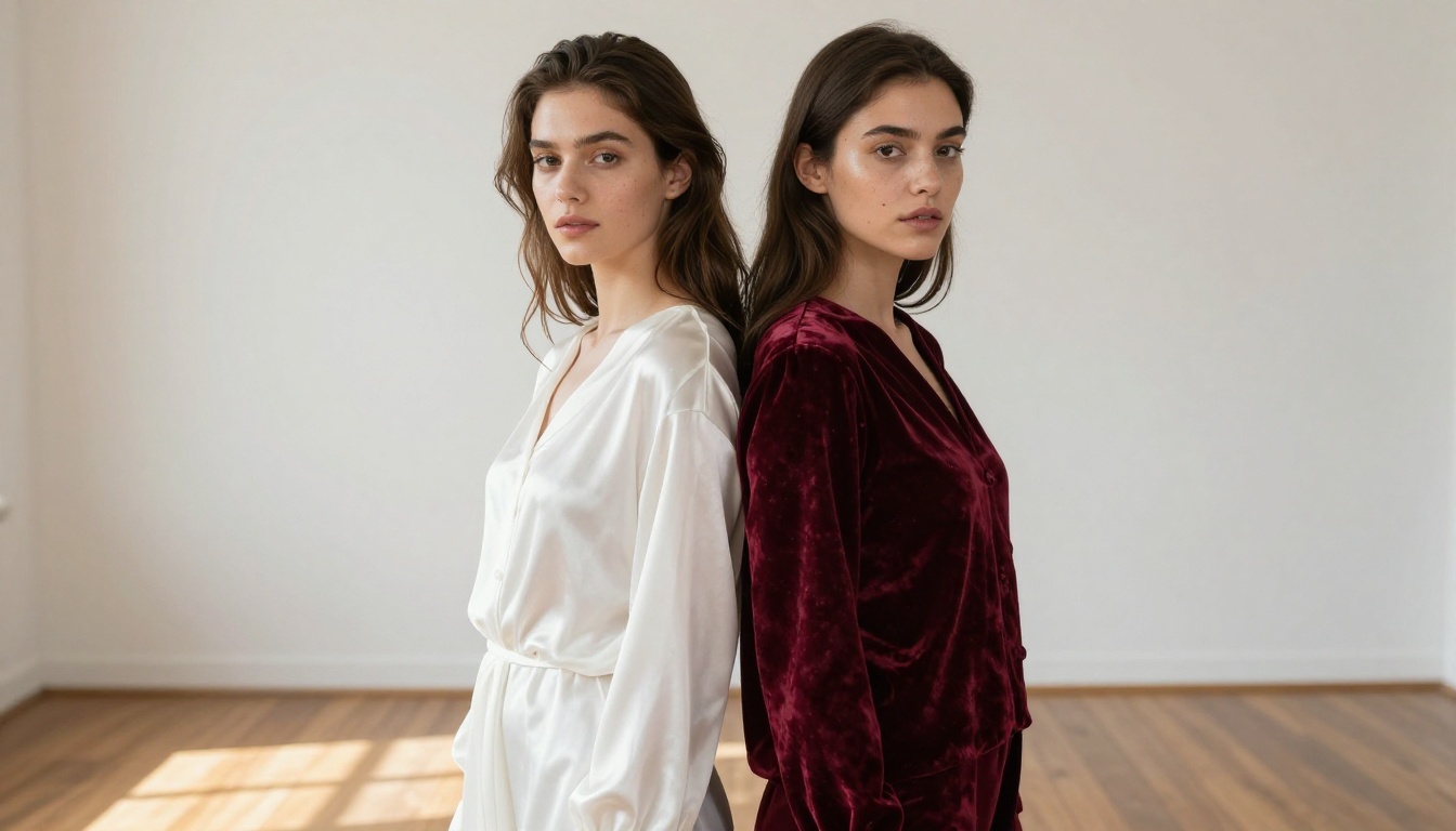 Two photorealistic AI-generated portraits compared in a studio setting