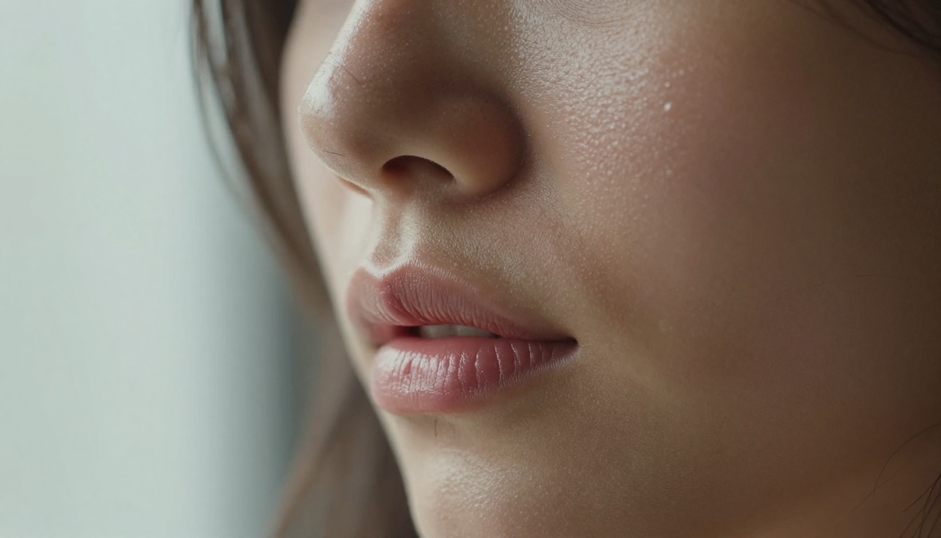 Extreme close-up photorealistic skin detail in AI-generated portrait