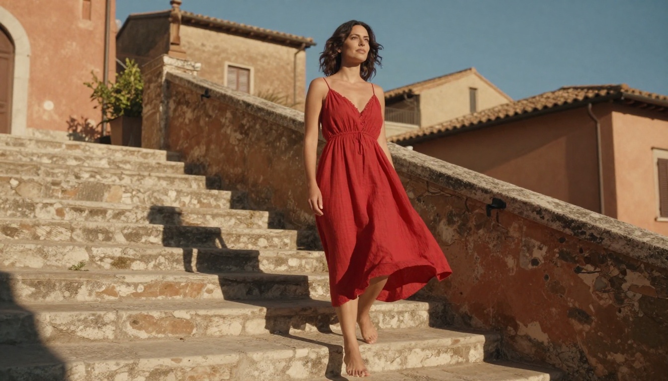 Italian village editorial fashion photography - AI photorealistic
