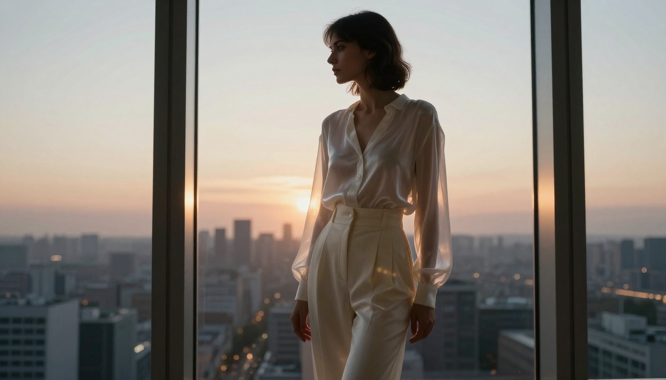 Elegant penthouse fashion silhouette - photorealistic AI photography