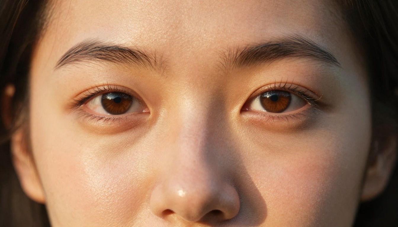 Close-up photorealistic skin texture portrait in golden hour light Close-up photorealistic skin texture portrait in golden hour light