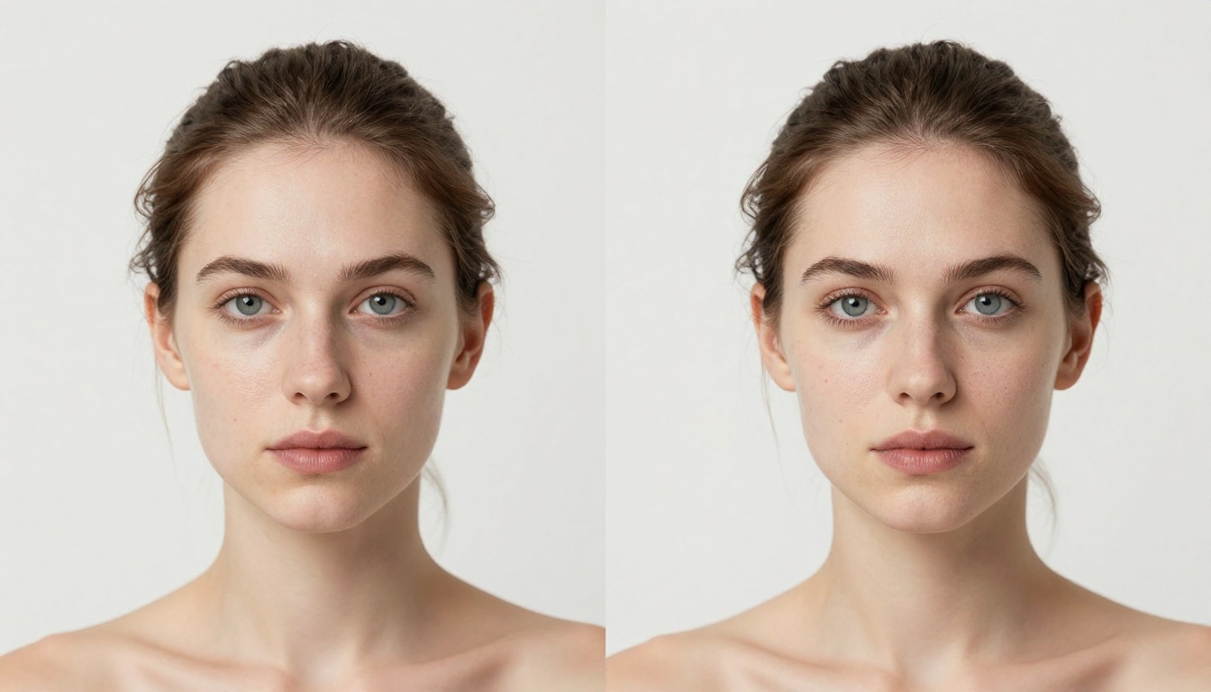 AI realism comparison: standard output vs hyperrealistic model output, studio portrait