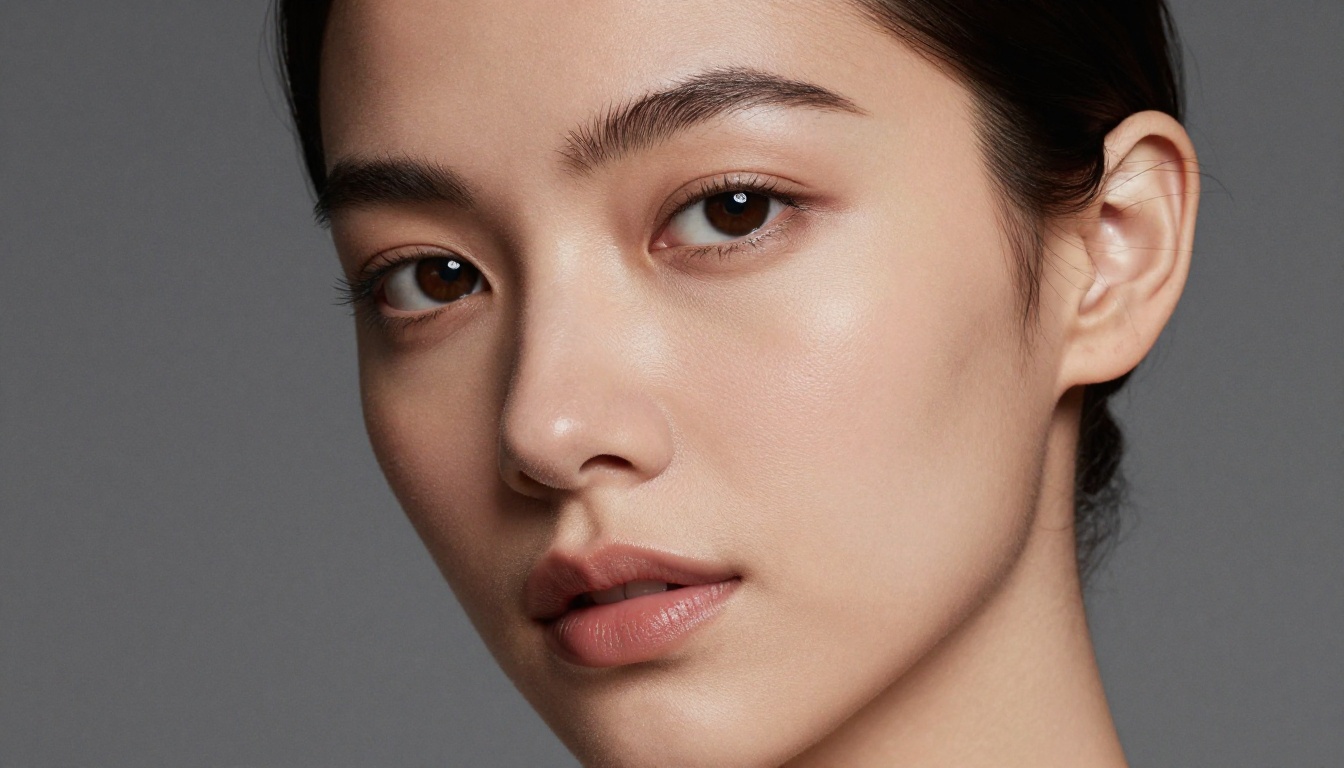 Close-up portrait of a beautiful woman with professional directional studio lighting