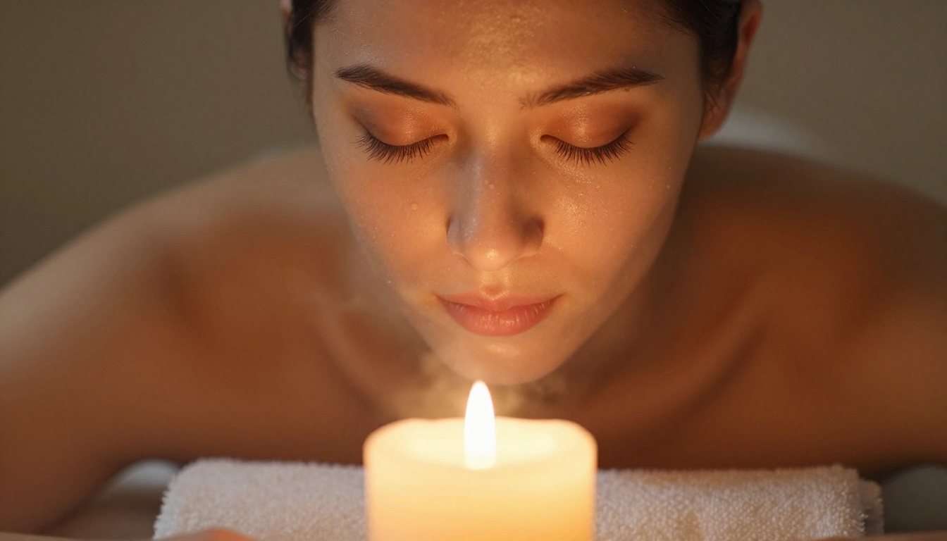 Close-up woman spa serene face beauty