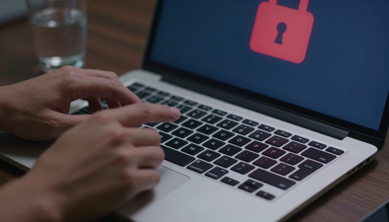 AI content restriction concept on laptop screen AI content restriction concept on laptop screen