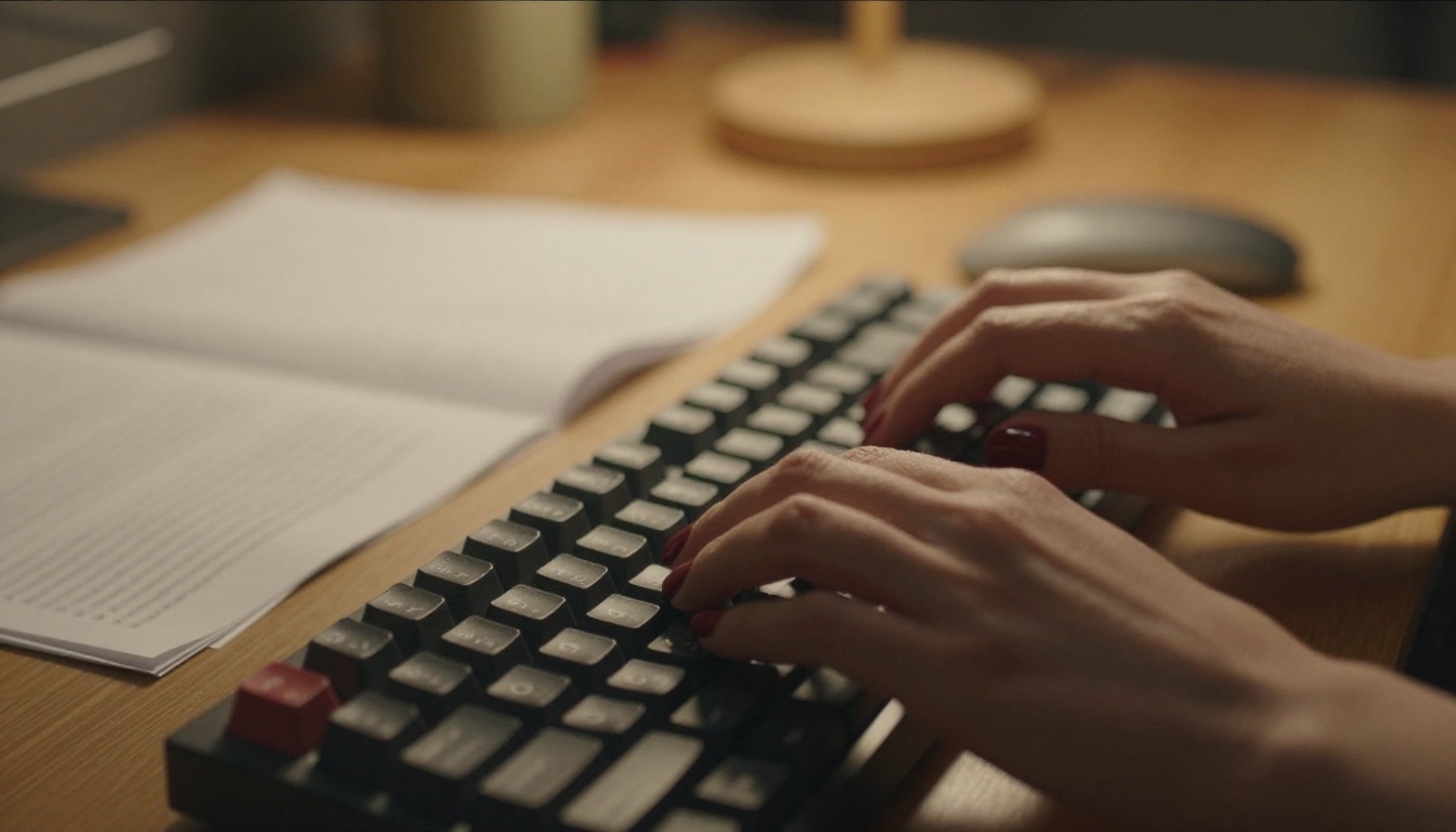 AI writing workspace with warm candlelight