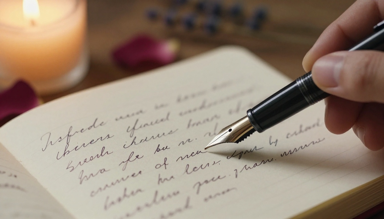 Vintage journal with fountain pen, creative writing