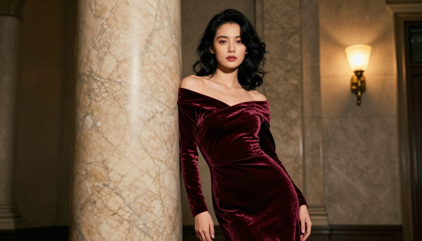Elegant editorial fashion photograph in art deco setting