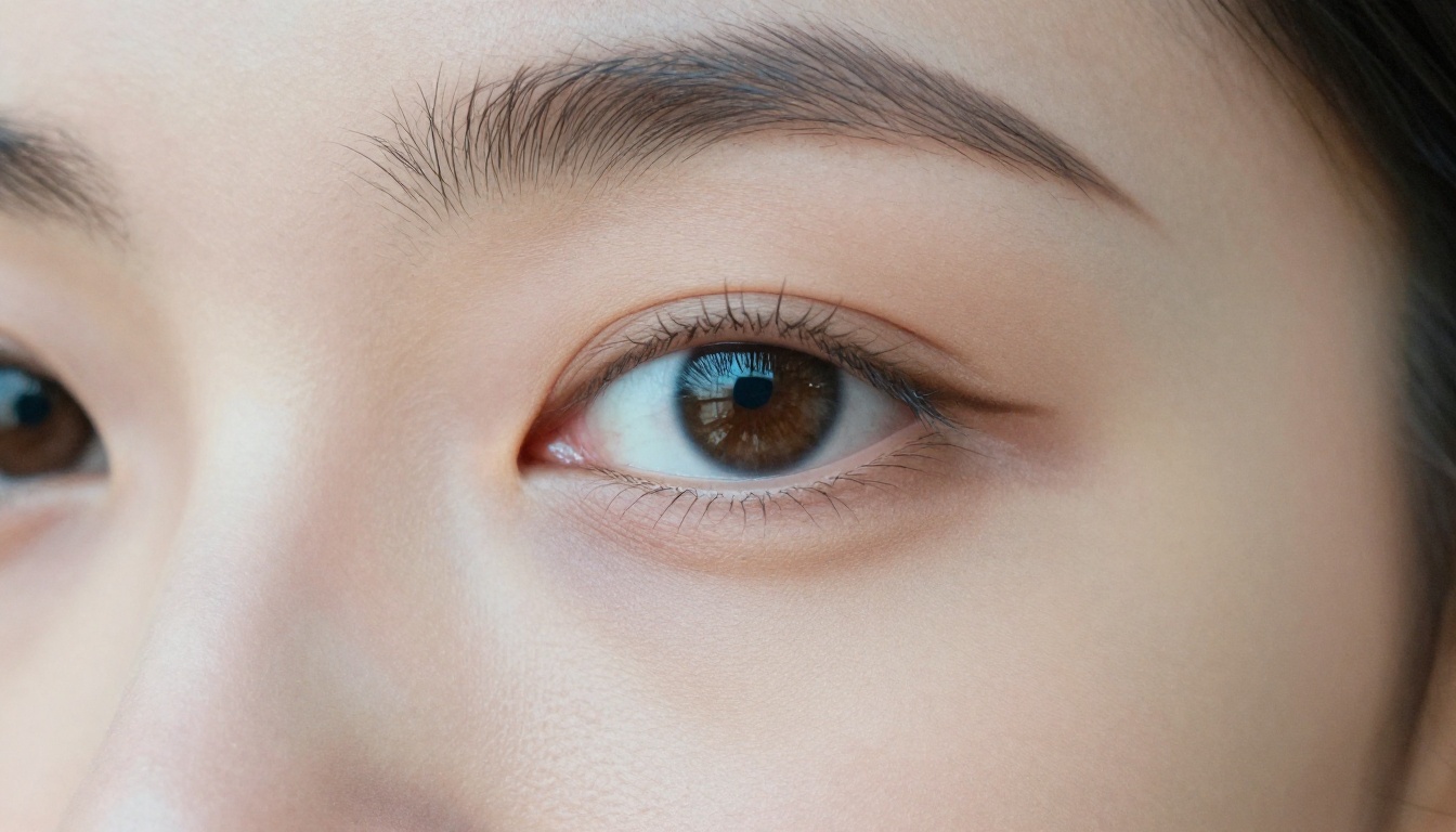 Extreme close-up beauty portrait, natural skin texture, film grain