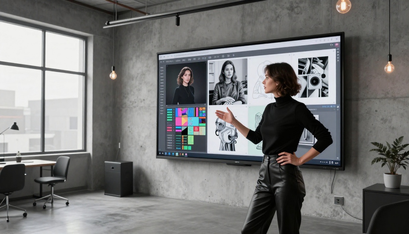 Woman in AI studio setting