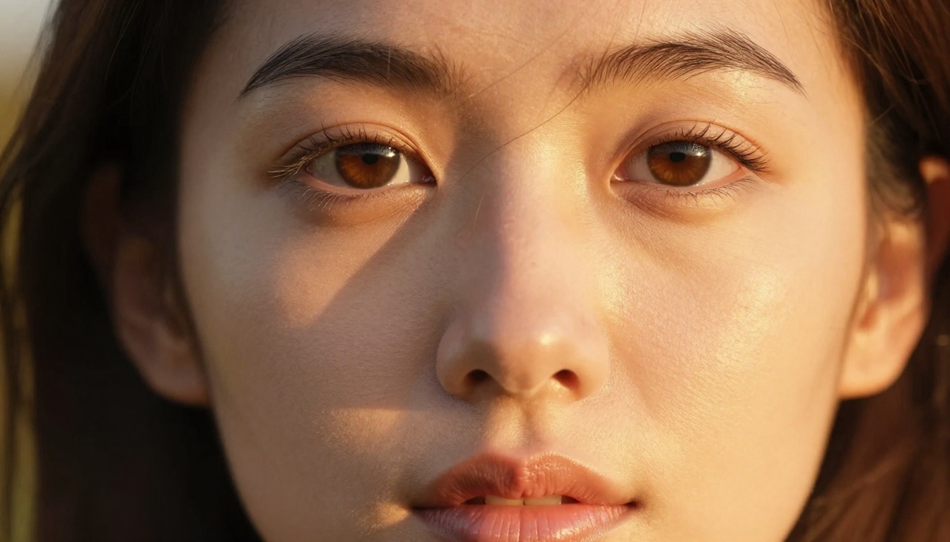 Macro close-up portrait with golden hour lateral lighting
