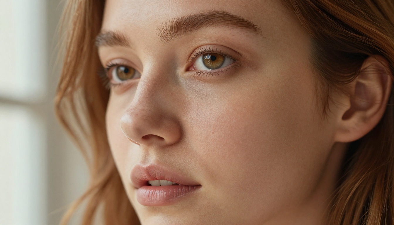Extreme close-up skin texture portrait for AI rendering fidelity test