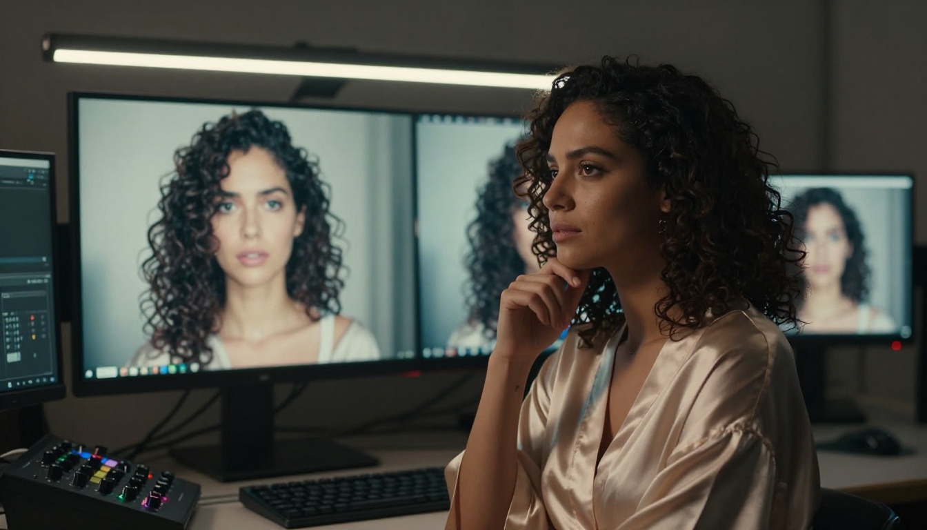Professional color-grading suite comparison of AI video prompt outputs