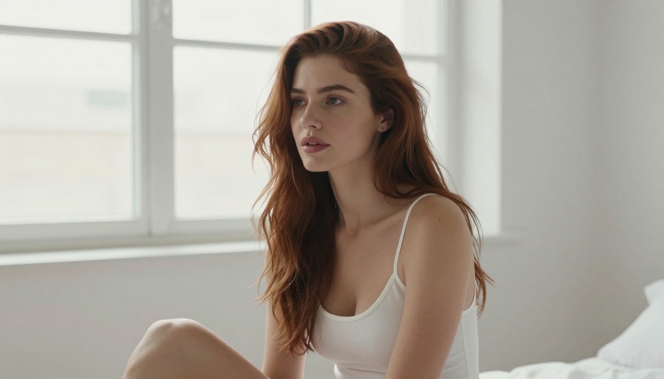 Elegant glamour portrait in natural diffused window light