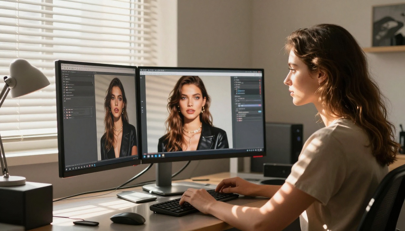 Content creator at AI workstation