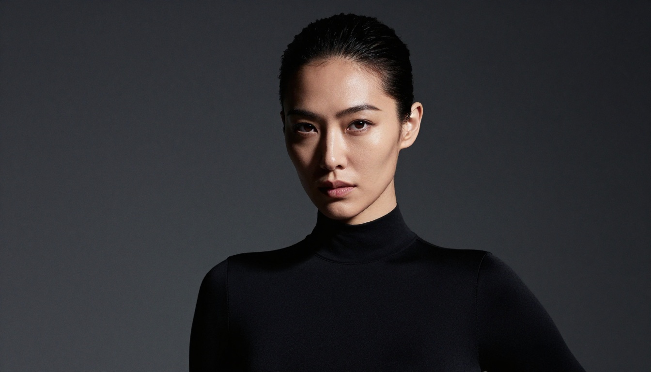 Studio portrait of woman in black bodysuit