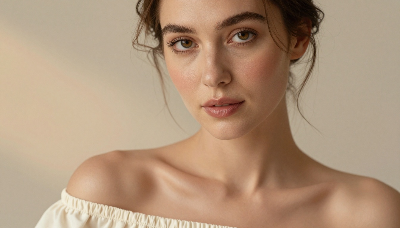 Close-up studio portrait of a woman with soft natural lighting