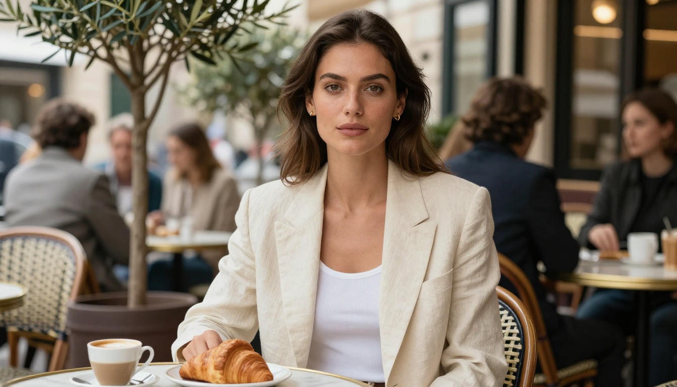 Confident creator at Parisian café - AI platform selection for creators 2026