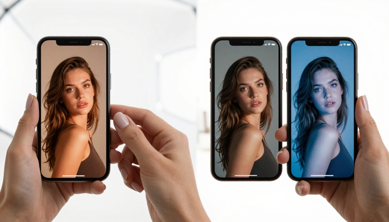 Two smartphones with different AI outputs