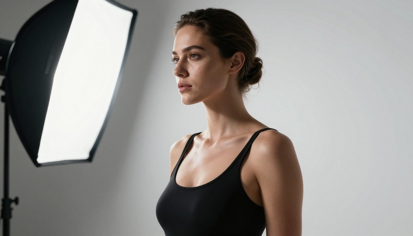 Editorial fashion portrait with chiaroscuro lighting