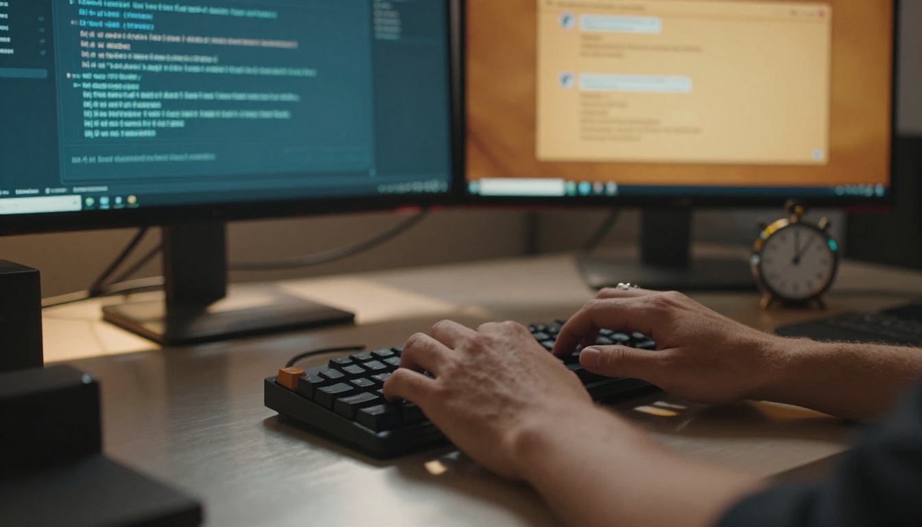 Developer testing both AI models side by side on dual monitors