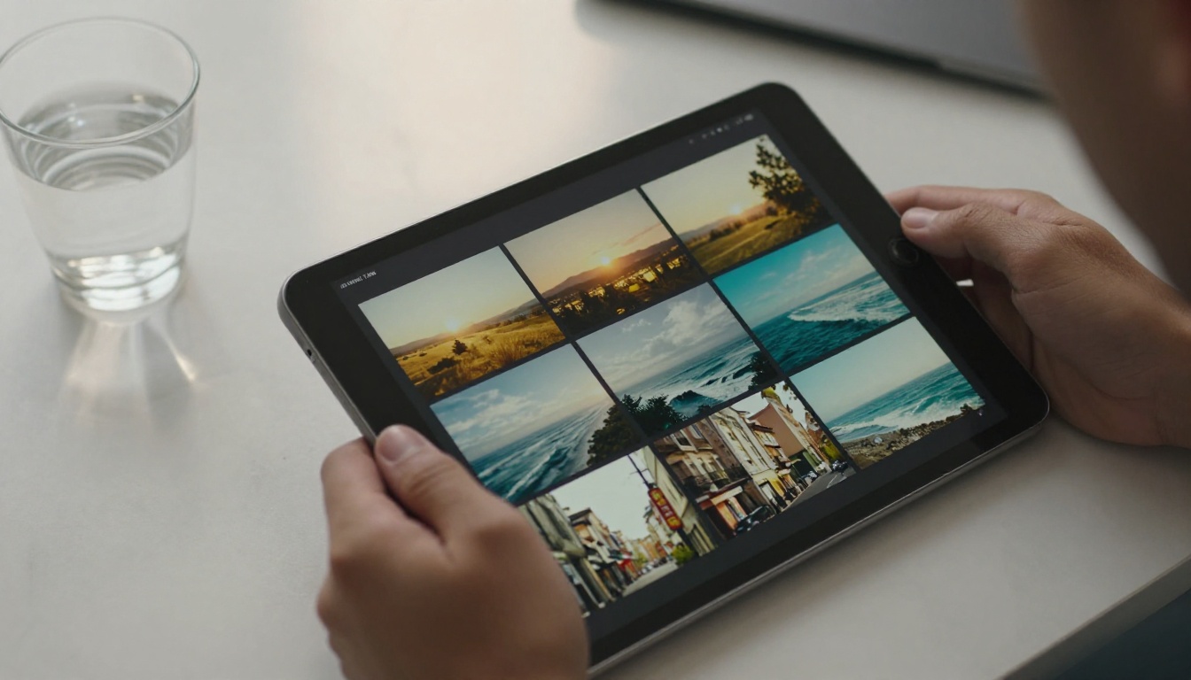 Filmmaker reviewing AI video frames on tablet