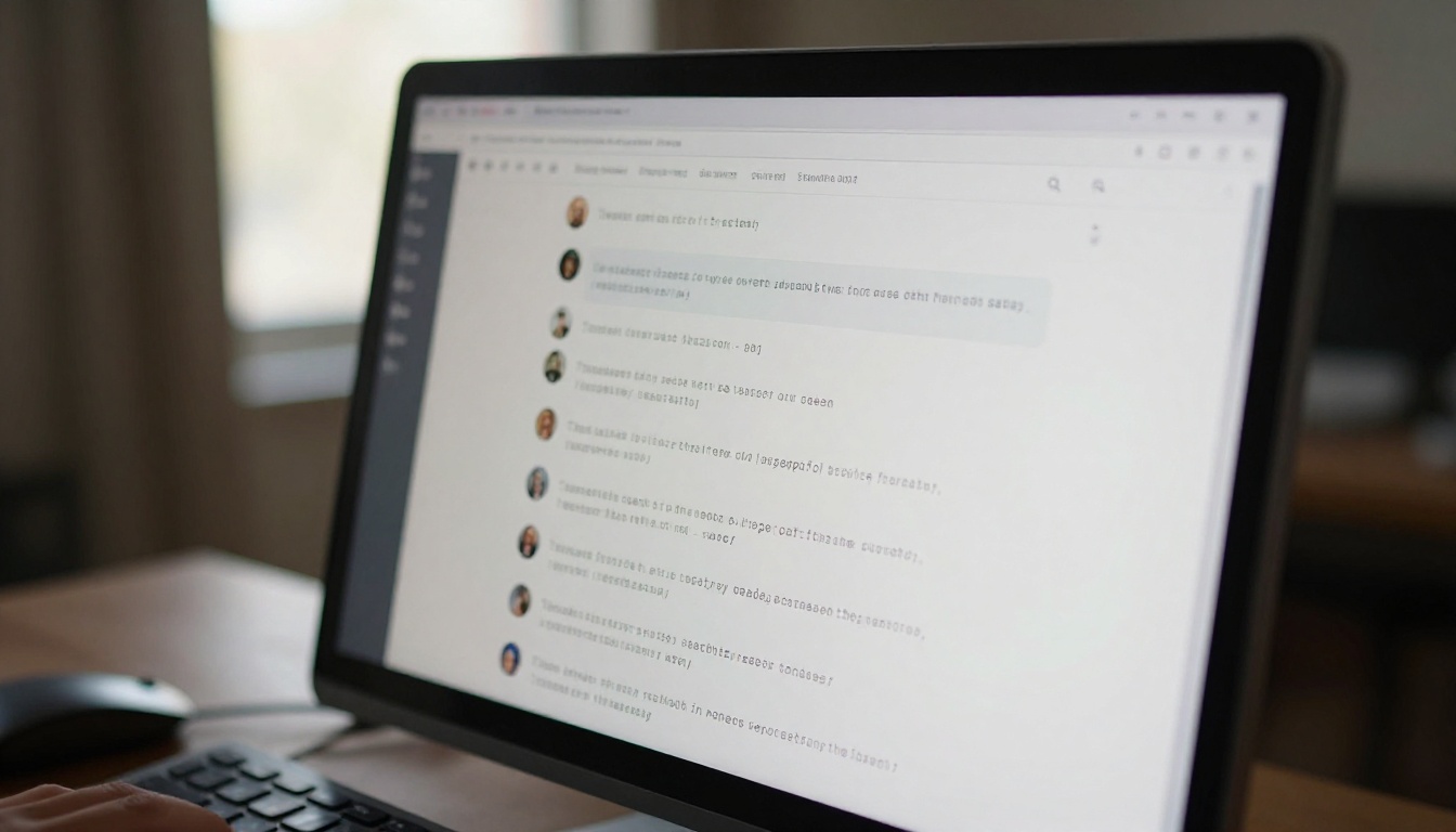 Close-up of a desktop monitor screen at a slight angle showing a clean AI chat interface