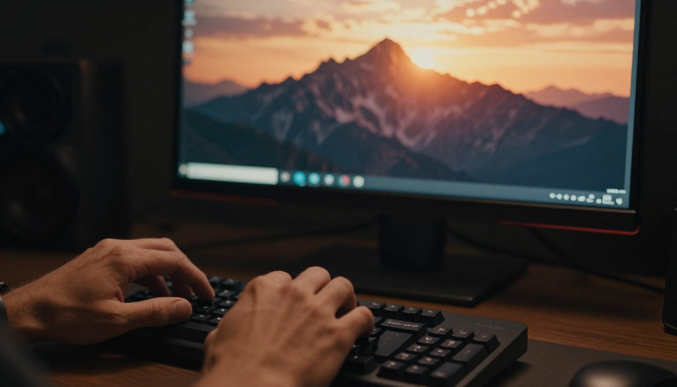 A filmmaker's hands crafting cinematic AI video content A filmmaker's hands crafting cinematic AI video content