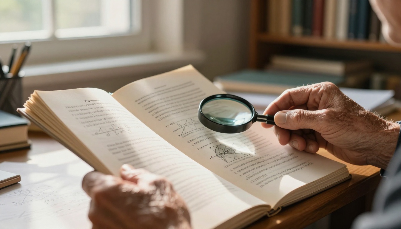 Researcher studying a dense research paper with multiple data graphs and equations Researcher studying a dense research paper with multiple data graphs and equations
