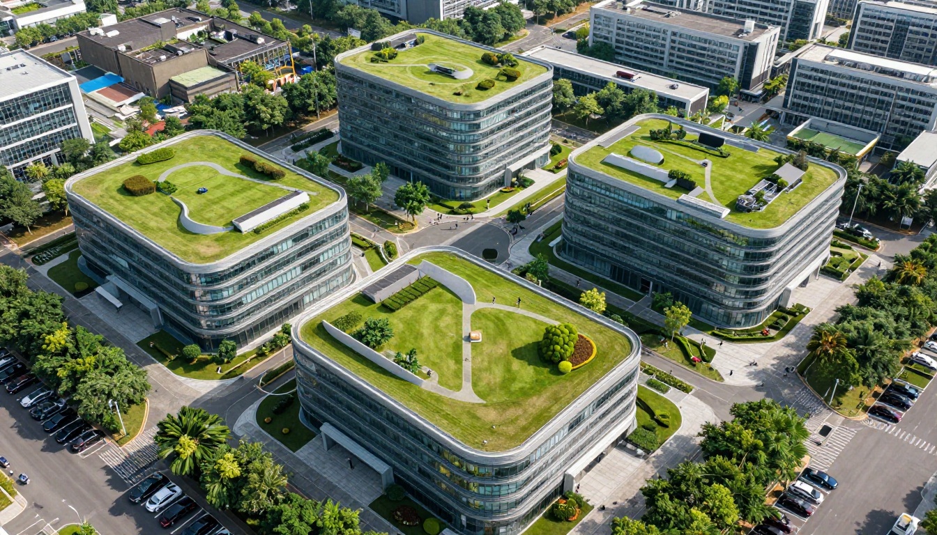 Aerial view of a sprawling tech campus representing the scale of modern AI infrastructure