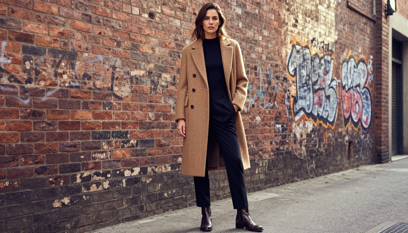 Fashion portrait in urban alley, photorealistic AI image
