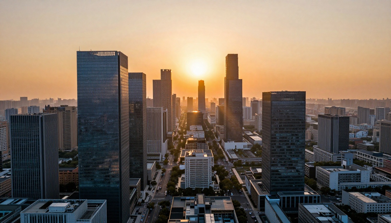 Aerial golden-hour cityscape representing 4K video subject matter