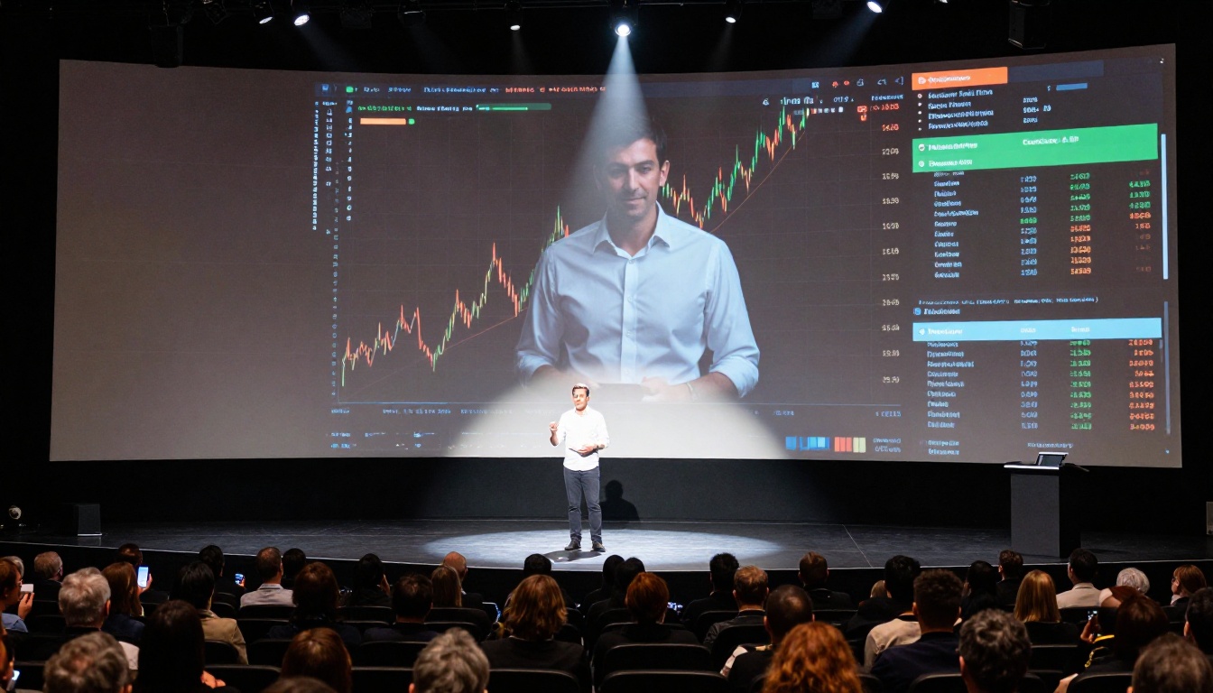 AI industry conference presentation to large auditorium audience