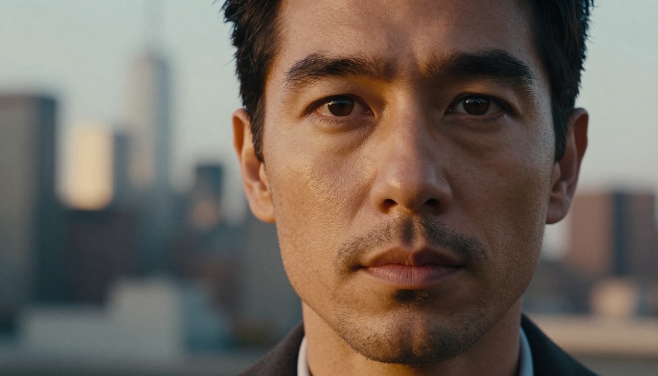 Extreme close-up portrait showing photorealistic skin texture and depth, a benchmark for AI character realism