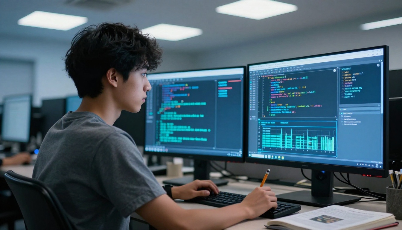 STEM student working in a university computer lab