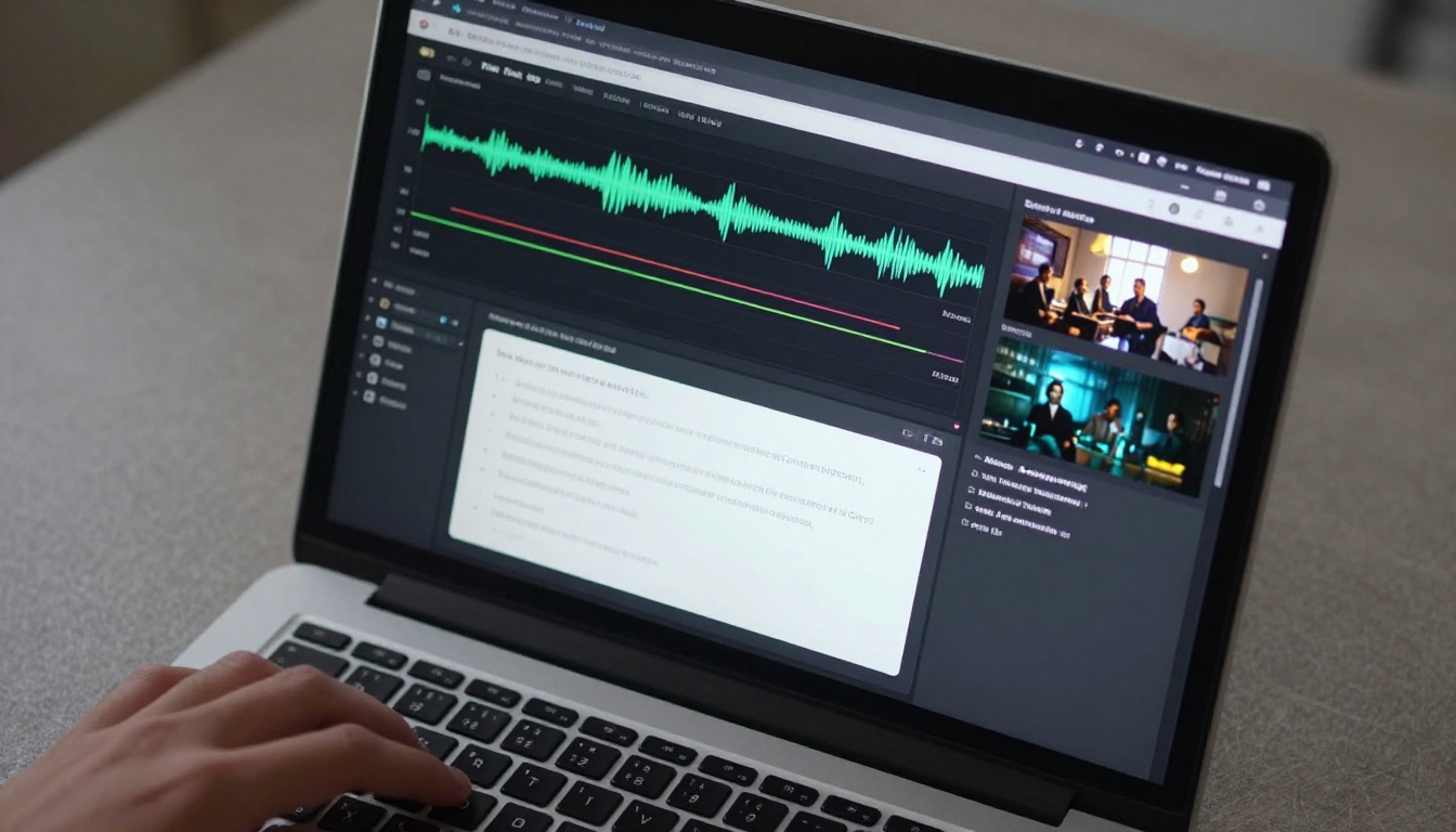 AI video generation dashboard on laptop screen