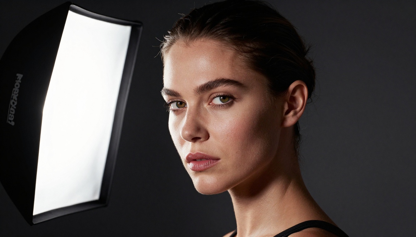 Dramatic Rembrandt-lit studio portrait showing precise shadow geometry and skin micro-texture