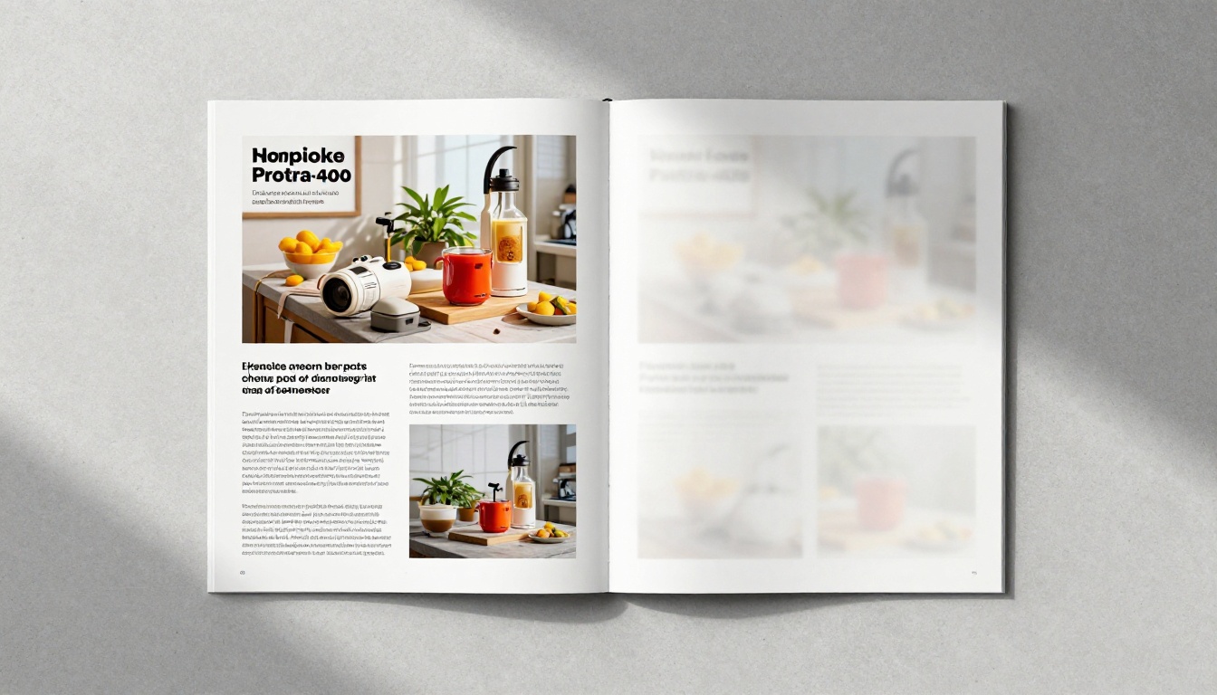 Overhead flat-lay of two printed brochure pages side by side showing high-quality versus low-quality print output Overhead flat-lay of two printed brochure pages side by side showing high-quality versus low-quality print output