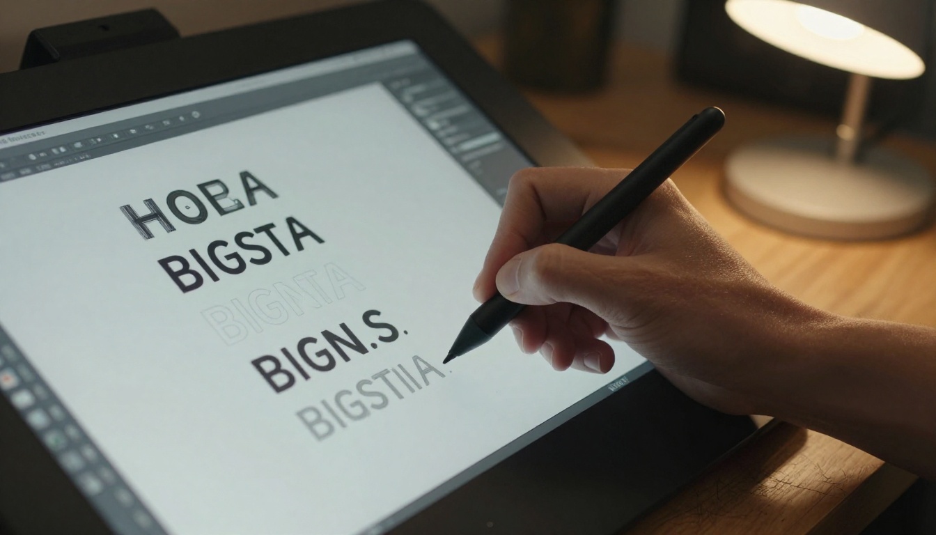 A designer converting live text to vector outlines in design software before final PDF export