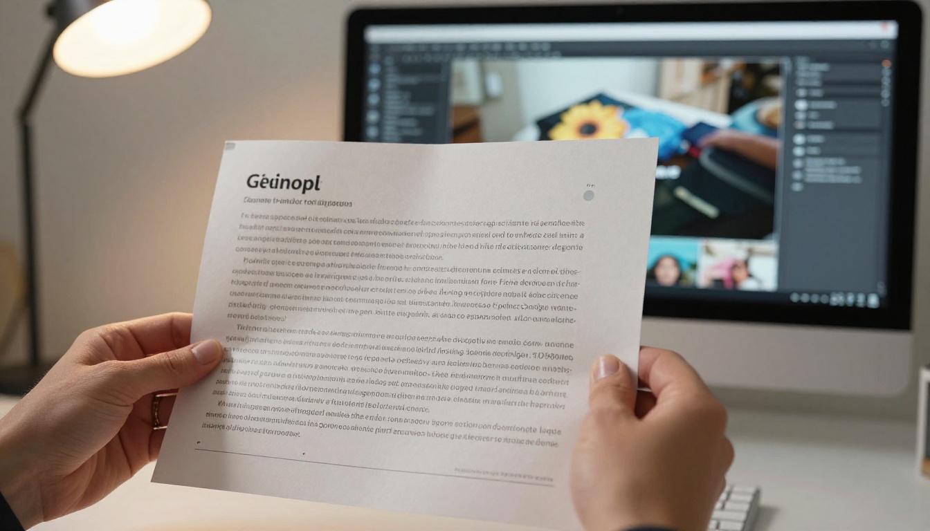 Two hands holding a crisp printed brochure page next to a monitor displaying the same content as a sharp digital flipbook for direct comparison Two hands holding a crisp printed brochure page next to a monitor displaying the same content as a sharp digital flipbook for direct comparison