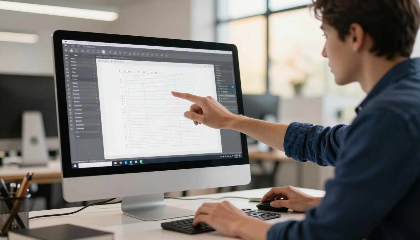 Designer adjusting PDF page dimension settings on a large desktop monitor Designer adjusting PDF page dimension settings on a large desktop monitor