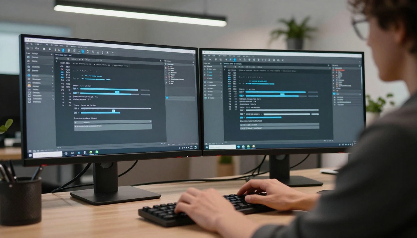 Designer adjusting PDF export resolution settings at a workstation