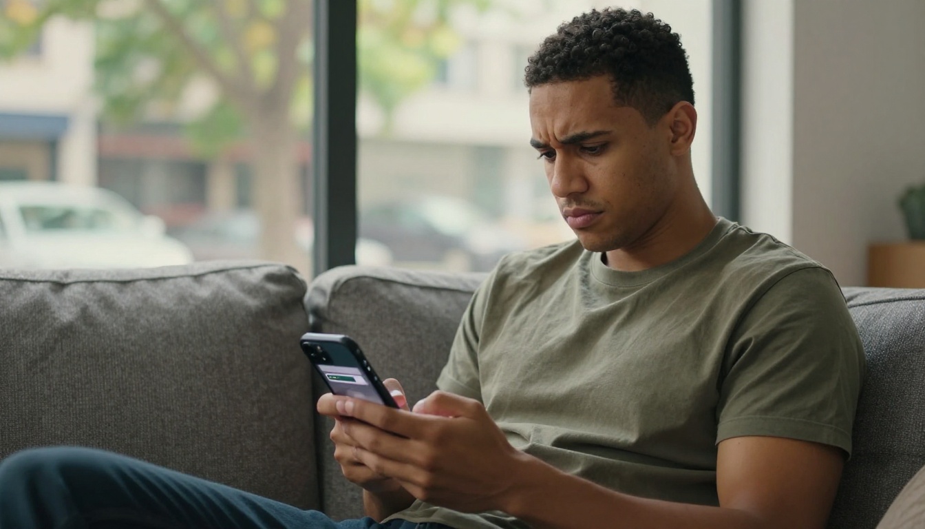 Man holding smartphone waiting for mobile page to load