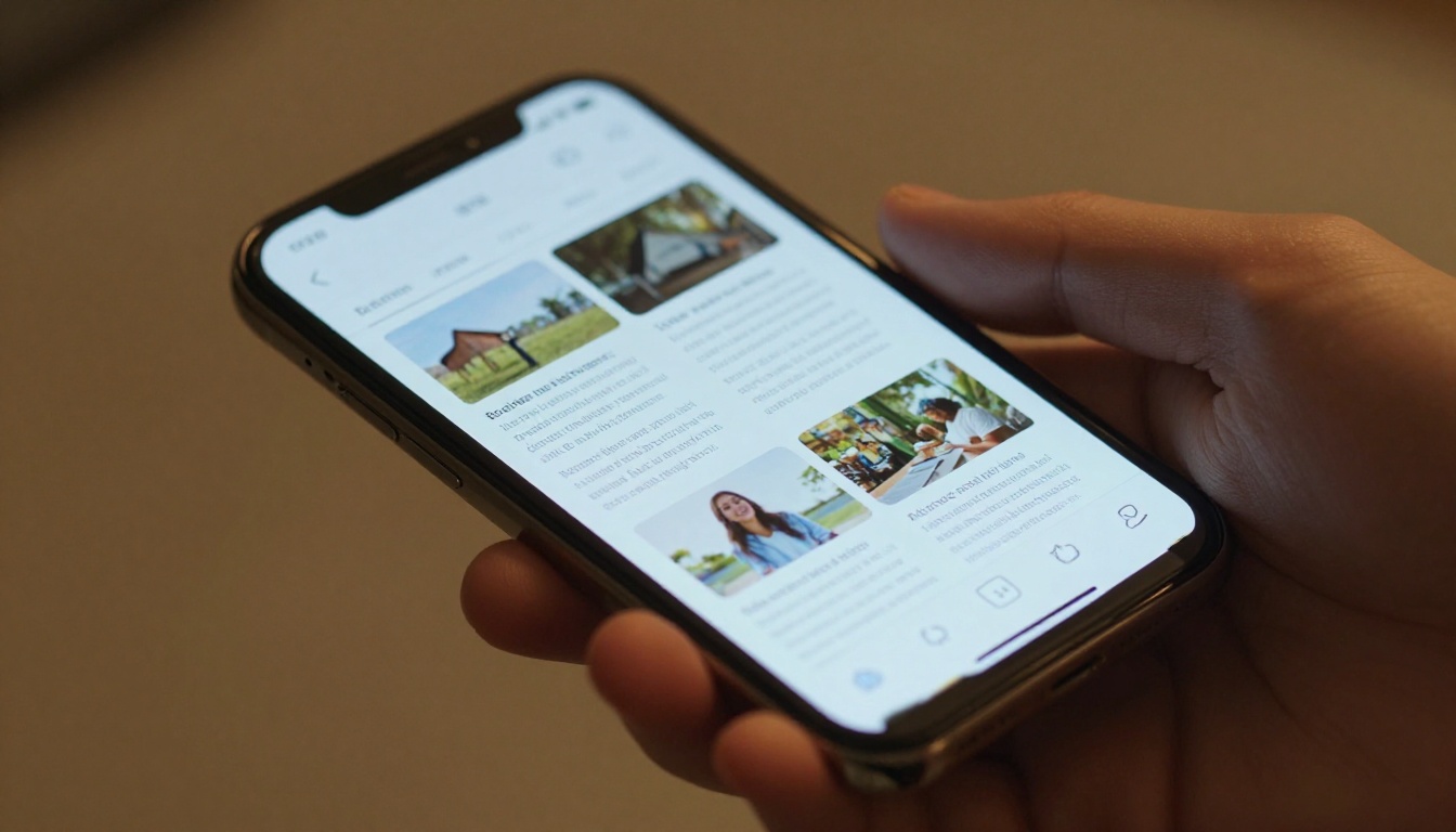 Close-up of a hand holding a smartphone displaying a crisp mobile-optimized flipbook page
