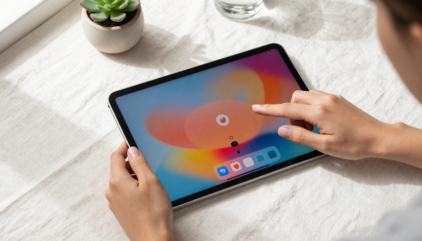 Hands tapping flipbook audio button on iPad
