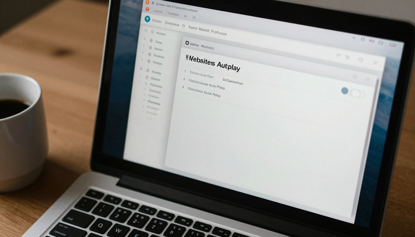 Safari macOS Preferences AutoPlay settings panel on MacBook