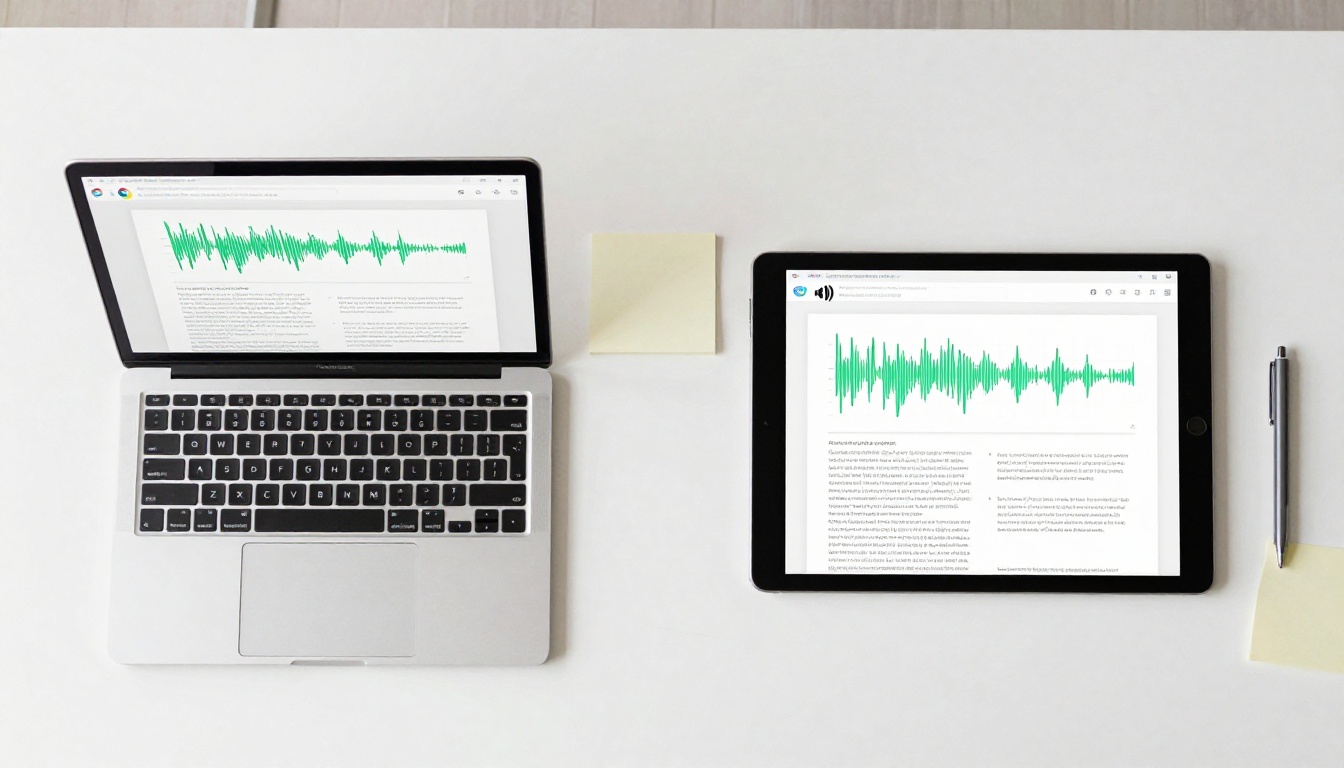 Chrome and Safari flipbook audio comparison overhead flat-lay