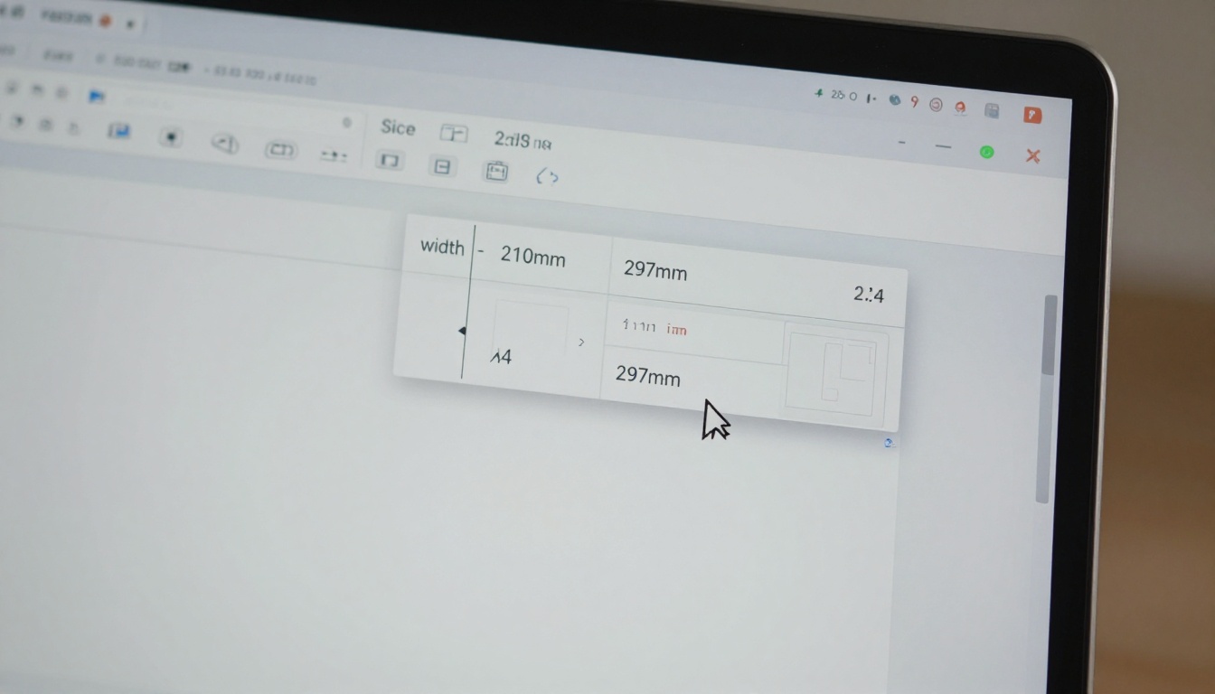 Close-up of PDF document properties showing page size and dimension settings